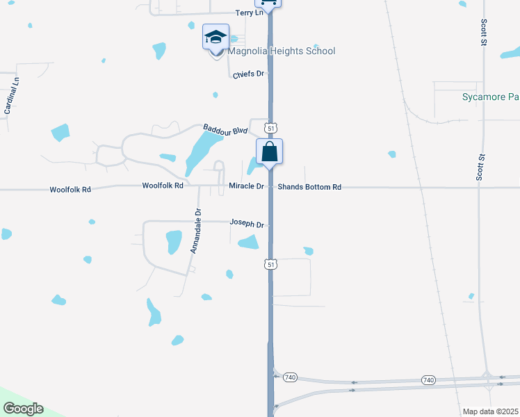 map of restaurants, bars, coffee shops, grocery stores, and more near U.S. 51 in Senatobia