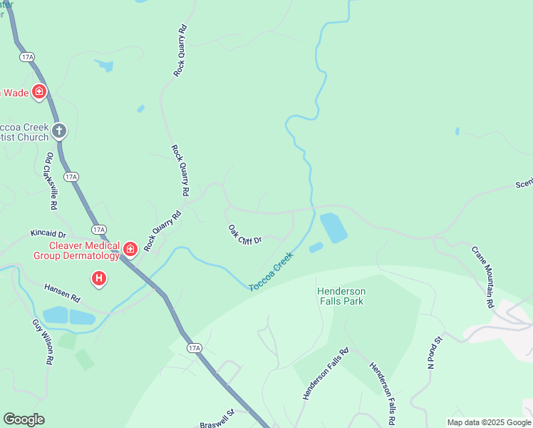 map of restaurants, bars, coffee shops, grocery stores, and more near 217 Oak Cliff Drive in Toccoa