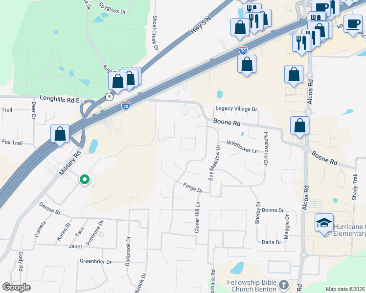 map of restaurants, bars, coffee shops, grocery stores, and more near 4172 Heritage Oak Drive in Benton