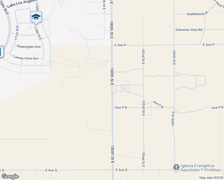 map of restaurants, bars, coffee shops, grocery stores, and more near 39280 180th Street East in Palmdale