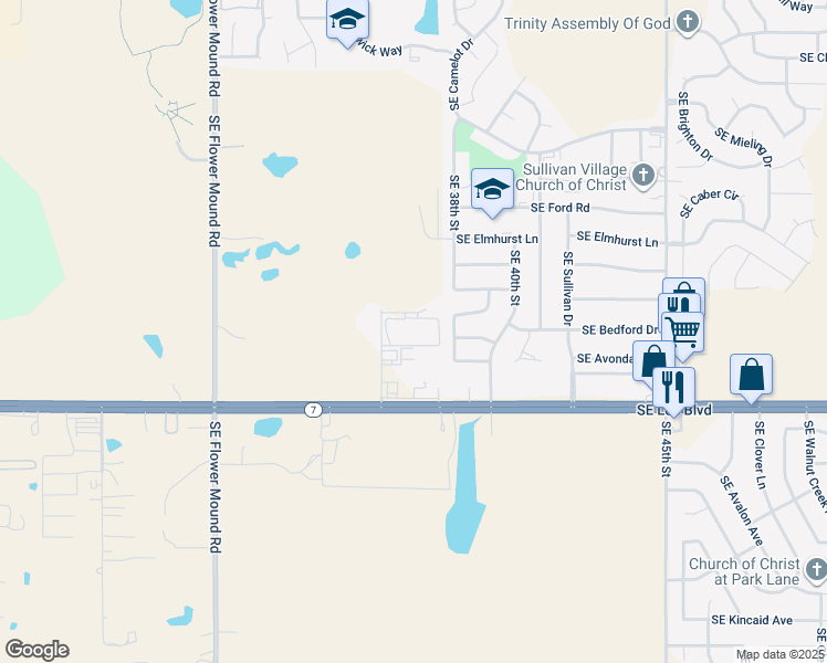 map of restaurants, bars, coffee shops, grocery stores, and more near 1104 Southeast 36th Street in Lawton