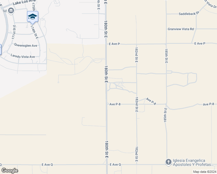 map of restaurants, bars, coffee shops, grocery stores, and more near 39280 180th Street East in Palmdale