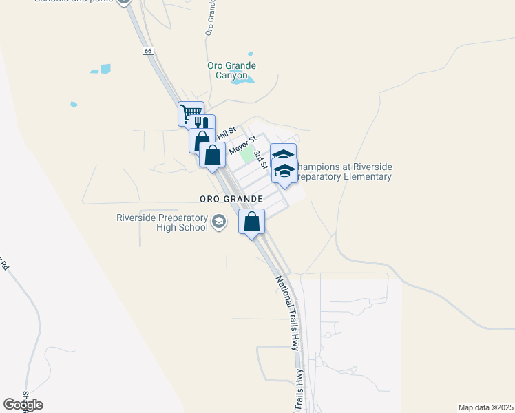 map of restaurants, bars, coffee shops, grocery stores, and more near 15124 State Street in Oro Grande