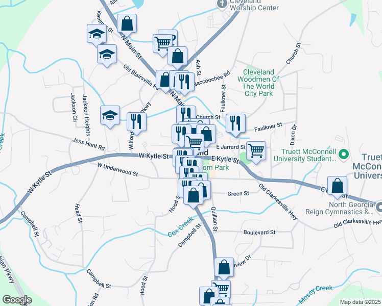 map of restaurants, bars, coffee shops, grocery stores, and more near in Cleveland