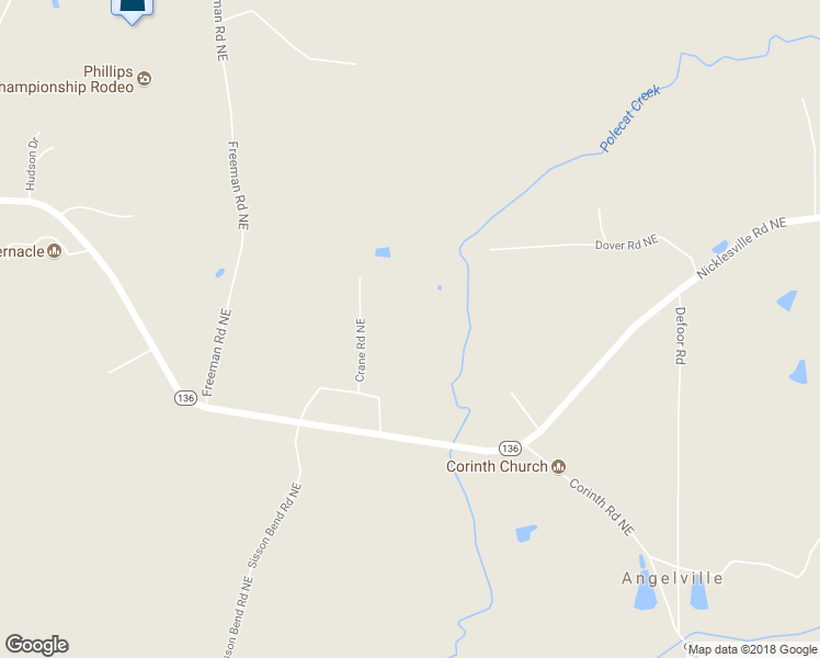 map of restaurants, bars, coffee shops, grocery stores, and more near 183 Crane Road Northeast in Resaca