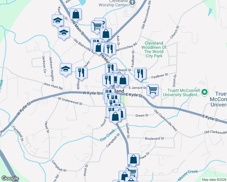 map of restaurants, bars, coffee shops, grocery stores, and more near in Cleveland