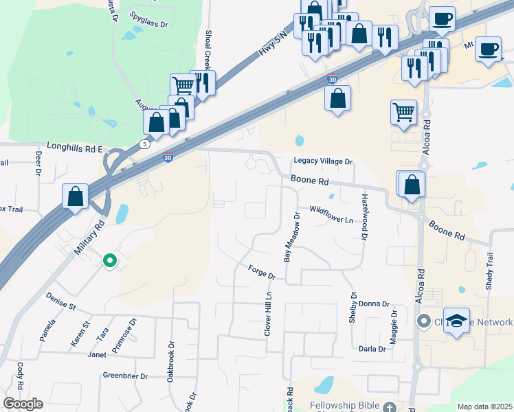 map of restaurants, bars, coffee shops, grocery stores, and more near 4180 Royal Oak Circle in Benton