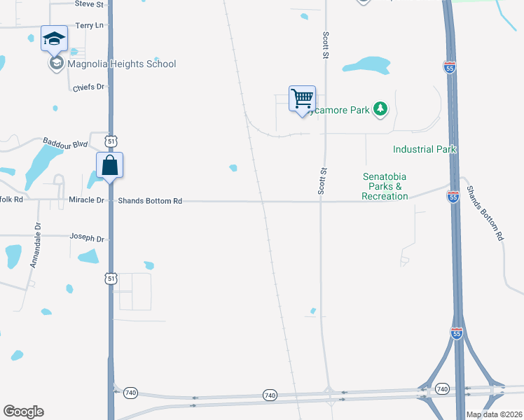 map of restaurants, bars, coffee shops, grocery stores, and more near in Senatobia