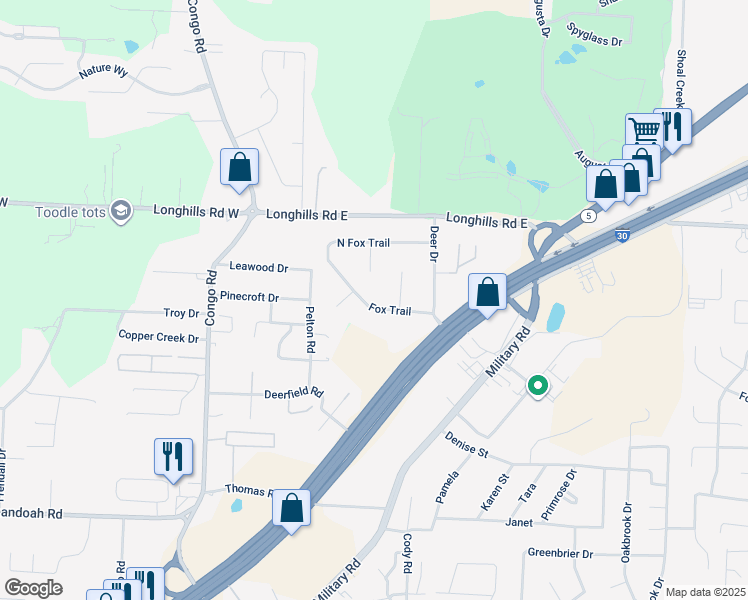 map of restaurants, bars, coffee shops, grocery stores, and more near 3606 Bear Cove in Benton
