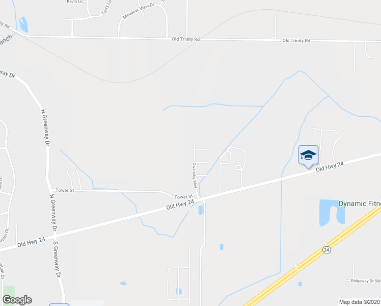 map of restaurants, bars, coffee shops, grocery stores, and more near 126 Owensby Way in Trinity