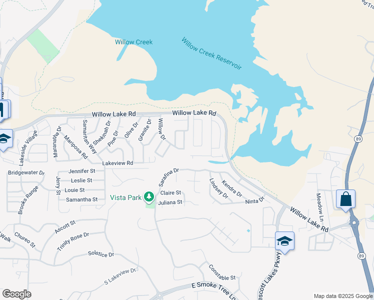 map of restaurants, bars, coffee shops, grocery stores, and more near 3031 Crestview Drive in Prescott