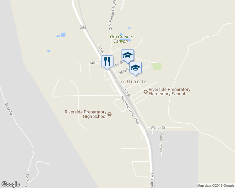 map of restaurants, bars, coffee shops, grocery stores, and more near 19140 National Trails Highway in San Bernardino County