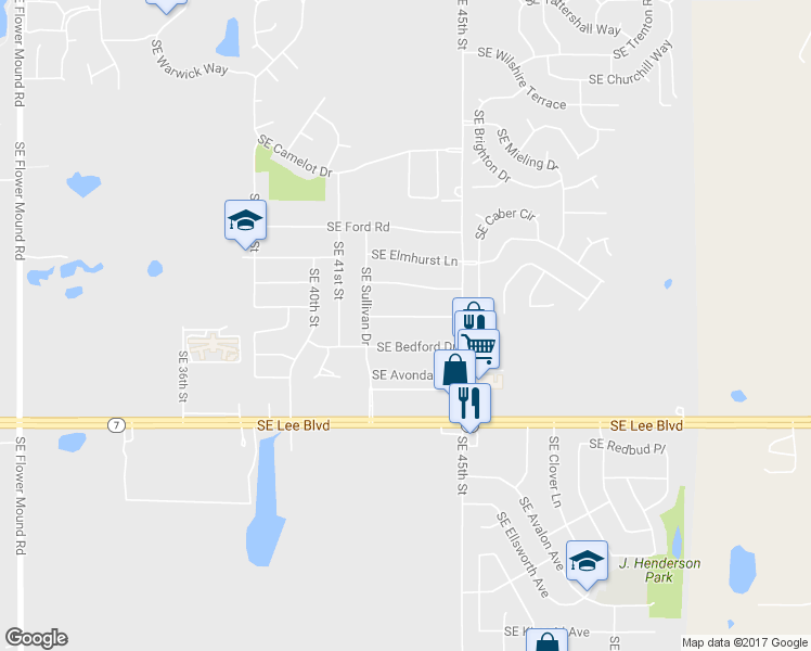 map of restaurants, bars, coffee shops, grocery stores, and more near 4211 SE Camden Way in Lawton