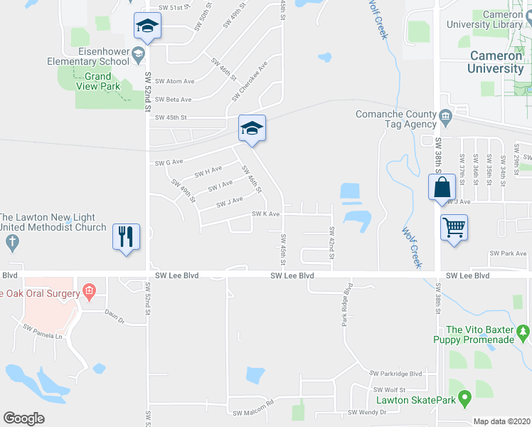 map of restaurants, bars, coffee shops, grocery stores, and more near 2003 Southwest 46th Street in Lawton