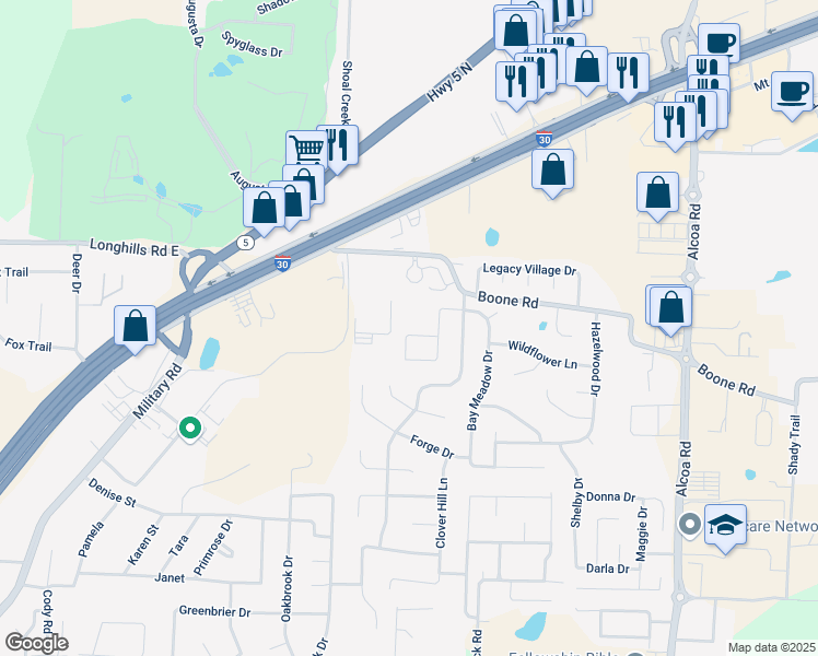 map of restaurants, bars, coffee shops, grocery stores, and more near 4180 Royal Oak Circle in Benton
