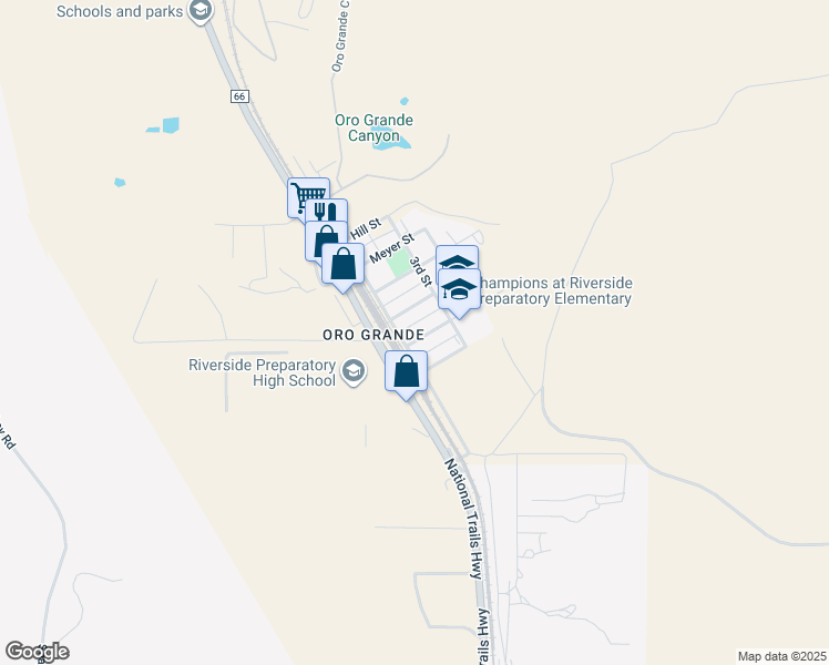 map of restaurants, bars, coffee shops, grocery stores, and more near 15124 State Street in Oro Grande