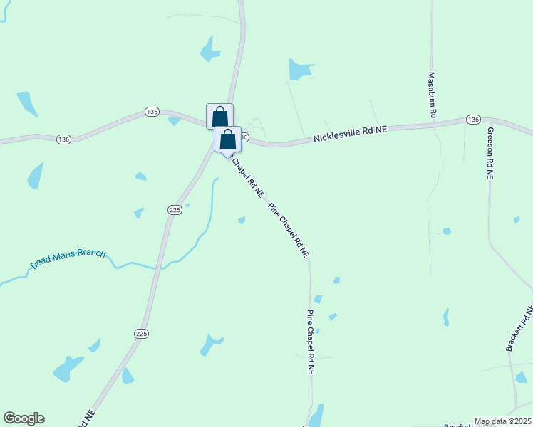 map of restaurants, bars, coffee shops, grocery stores, and more near 2936 Pine Chapel Road Northeast in Resaca