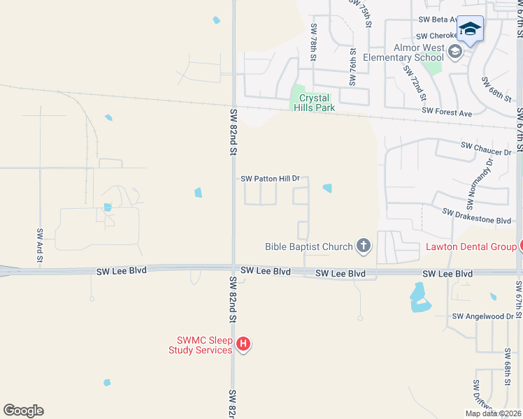 map of restaurants, bars, coffee shops, grocery stores, and more near 918 Southwest 79th Street in Lawton