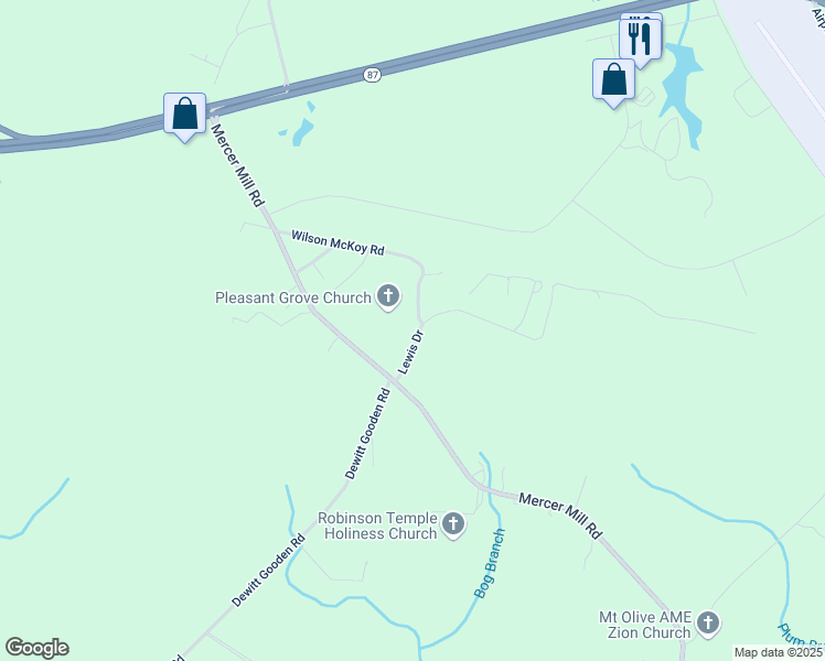 map of restaurants, bars, coffee shops, grocery stores, and more near 125 Lewis Drive in Elizabethtown