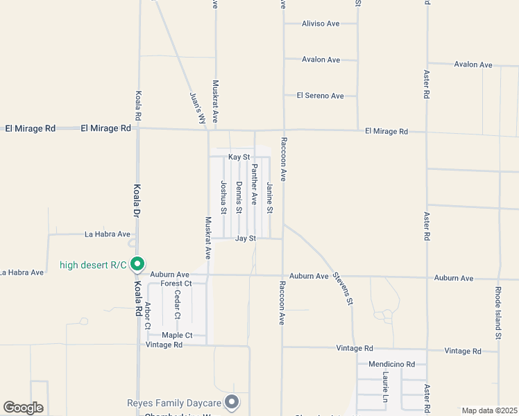 map of restaurants, bars, coffee shops, grocery stores, and more near 19017 Panther Avenue in Adelanto