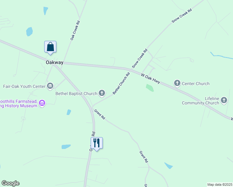 map of restaurants, bars, coffee shops, grocery stores, and more near 135 Bethel Church Road in Westminster