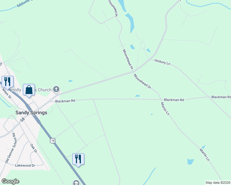 map of restaurants, bars, coffee shops, grocery stores, and more near 852 Blackman Road in Pendleton