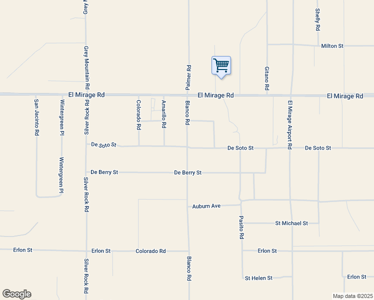 map of restaurants, bars, coffee shops, grocery stores, and more near 18650 Palmer Road in Adelanto