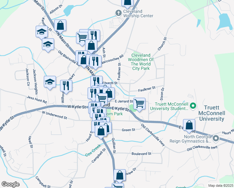 map of restaurants, bars, coffee shops, grocery stores, and more near 118 North Brooks Street in Cleveland