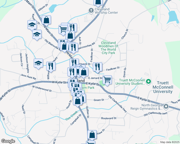 map of restaurants, bars, coffee shops, grocery stores, and more near 118 North Brooks Street in Cleveland