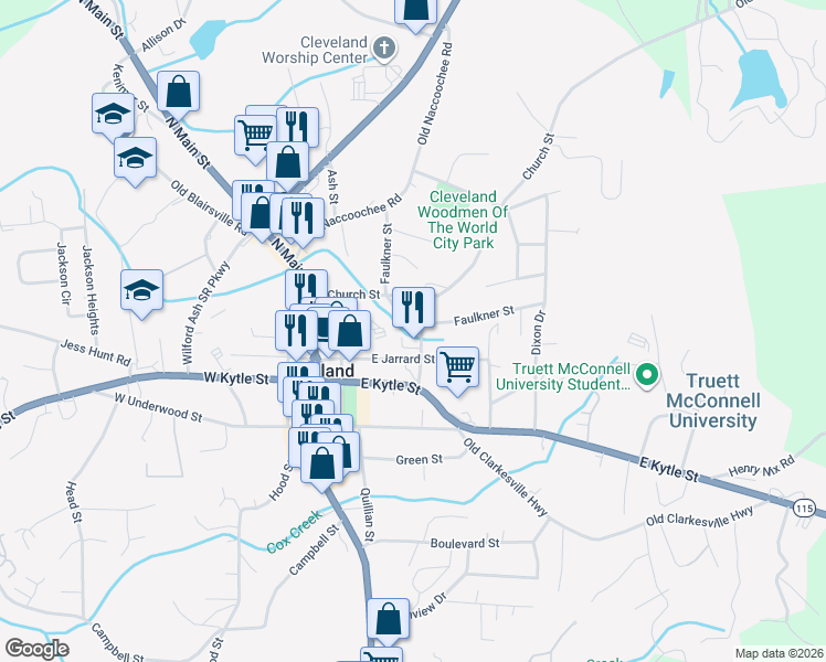 map of restaurants, bars, coffee shops, grocery stores, and more near 182 Church Street in Cleveland