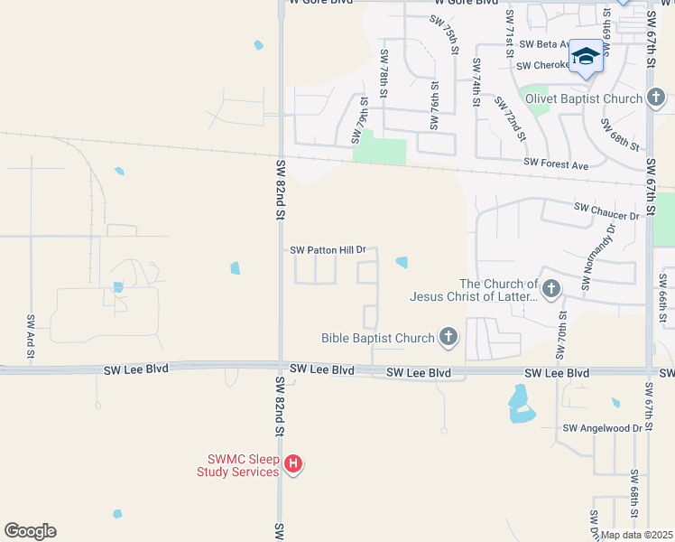 map of restaurants, bars, coffee shops, grocery stores, and more near 912 Southwest 79th Street in Lawton