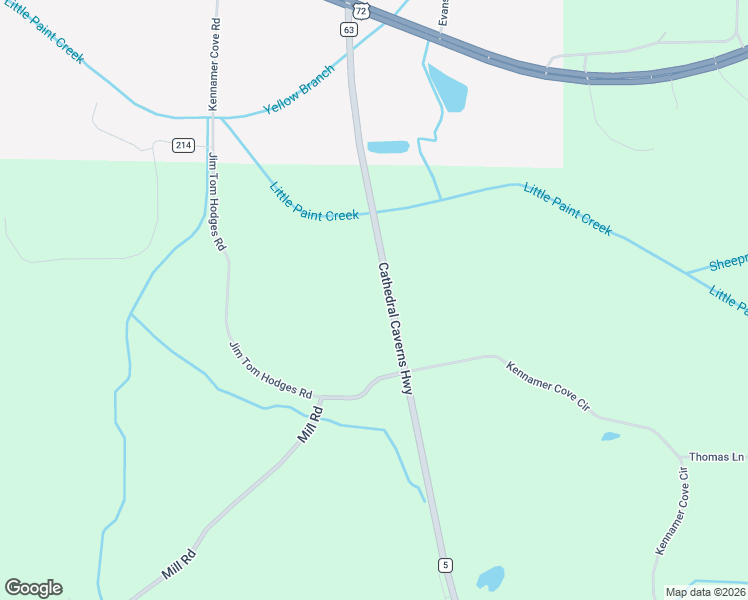 map of restaurants, bars, coffee shops, grocery stores, and more near 10847-11599 Cathedral Caverns Highway in Woodville