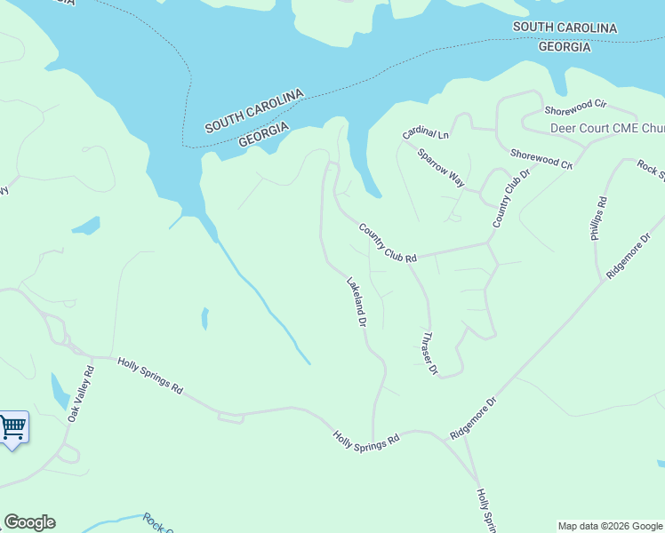 map of restaurants, bars, coffee shops, grocery stores, and more near Lakeland Drive in Toccoa