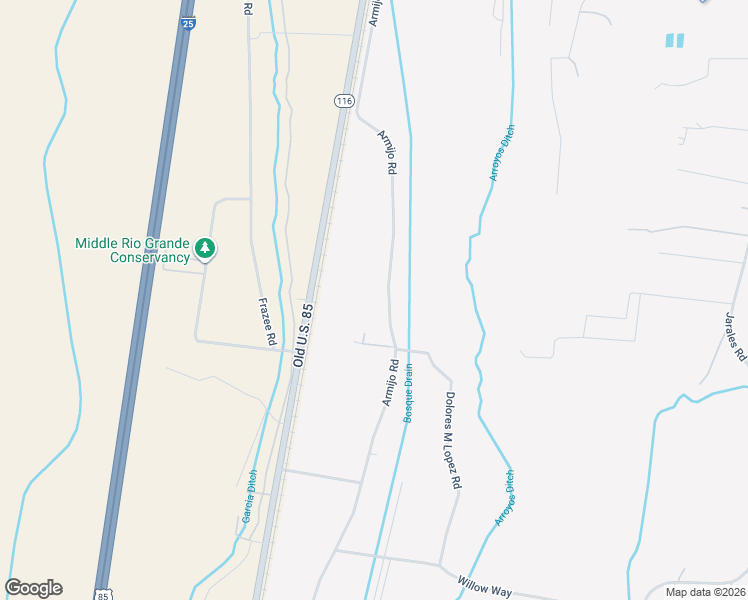 map of restaurants, bars, coffee shops, grocery stores, and more near 262 Armijo Road in Belen