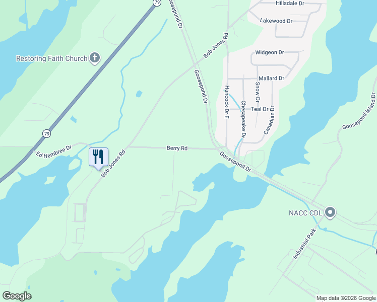 map of restaurants, bars, coffee shops, grocery stores, and more near 195 Berry Road in Scottsboro