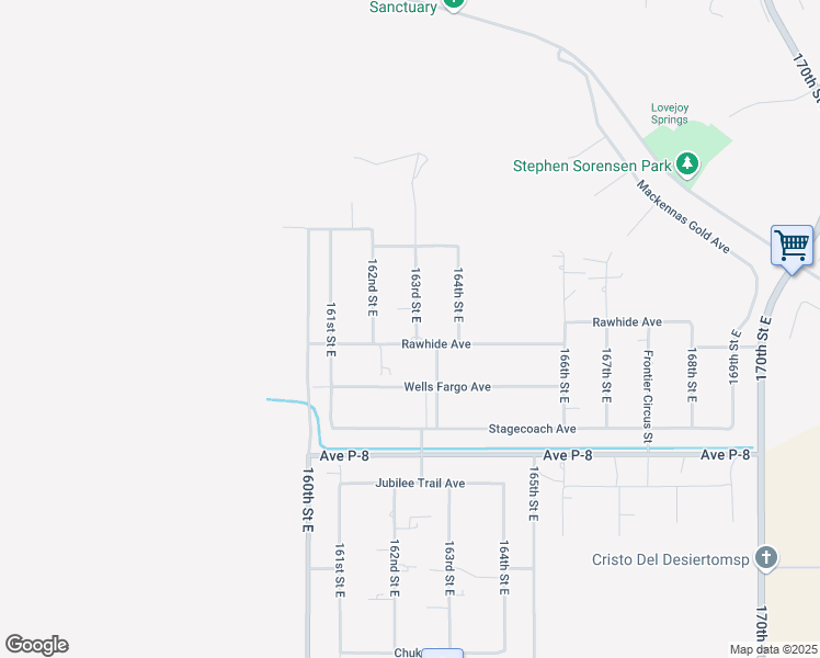 map of restaurants, bars, coffee shops, grocery stores, and more near 39421 163rd Street East in Palmdale