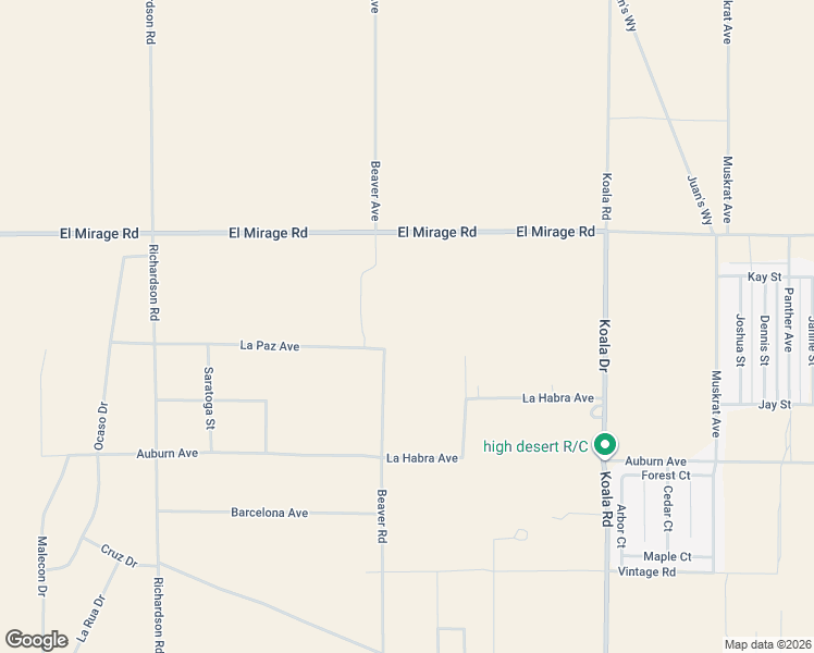 map of restaurants, bars, coffee shops, grocery stores, and more near Beaver Avenue in Adelanto