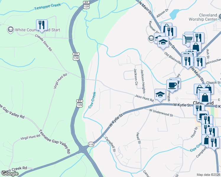 map of restaurants, bars, coffee shops, grocery stores, and more near 95 Stacey Dr in Cleveland