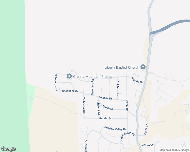 map of restaurants, bars, coffee shops, grocery stores, and more near 3118 Geronimo Road in Prescott