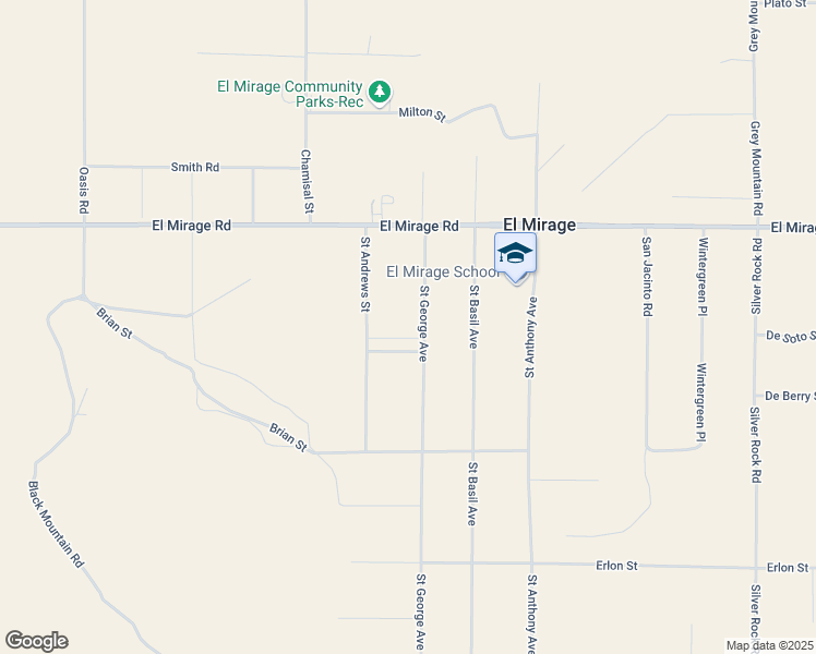 map of restaurants, bars, coffee shops, grocery stores, and more near Saint George Avenue in San Bernardino County