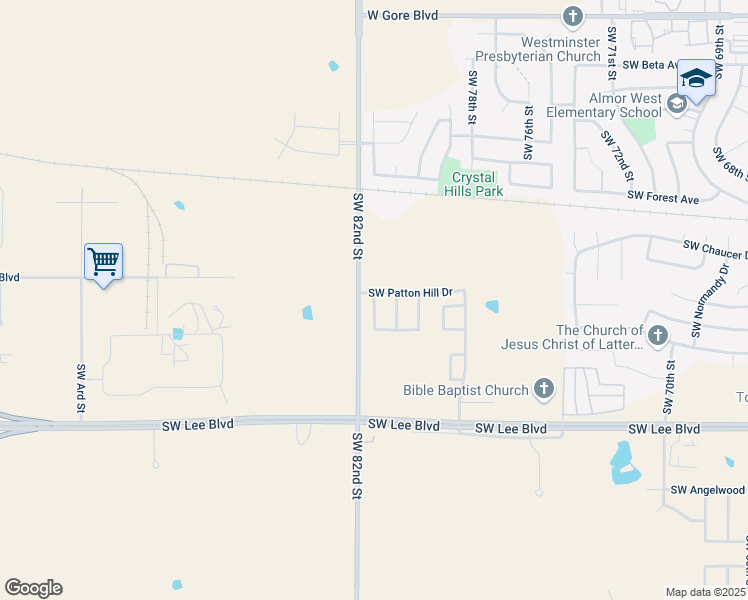 map of restaurants, bars, coffee shops, grocery stores, and more near 902 Southwest 81st Street in Lawton