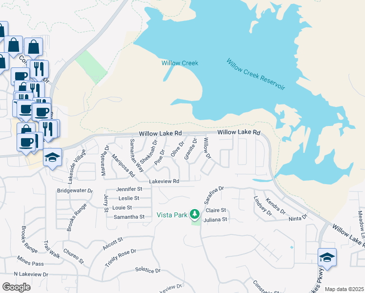 map of restaurants, bars, coffee shops, grocery stores, and more near 3155 Olive Drive in Prescott