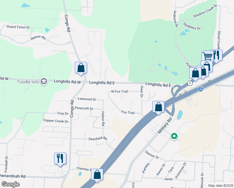 map of restaurants, bars, coffee shops, grocery stores, and more near 1901 Fox Trail in Benton