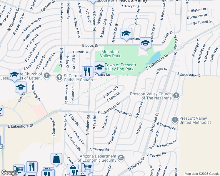 map of restaurants, bars, coffee shops, grocery stores, and more near 3871 North Tani Road in Prescott Valley