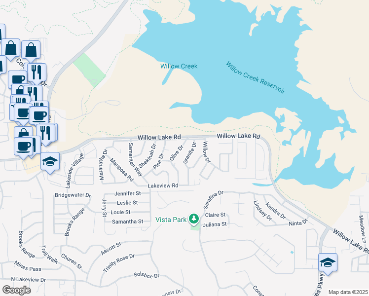 map of restaurants, bars, coffee shops, grocery stores, and more near 3155 Olive Drive in Prescott