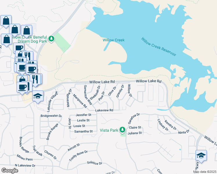 map of restaurants, bars, coffee shops, grocery stores, and more near 3170 Pine Drive in Prescott