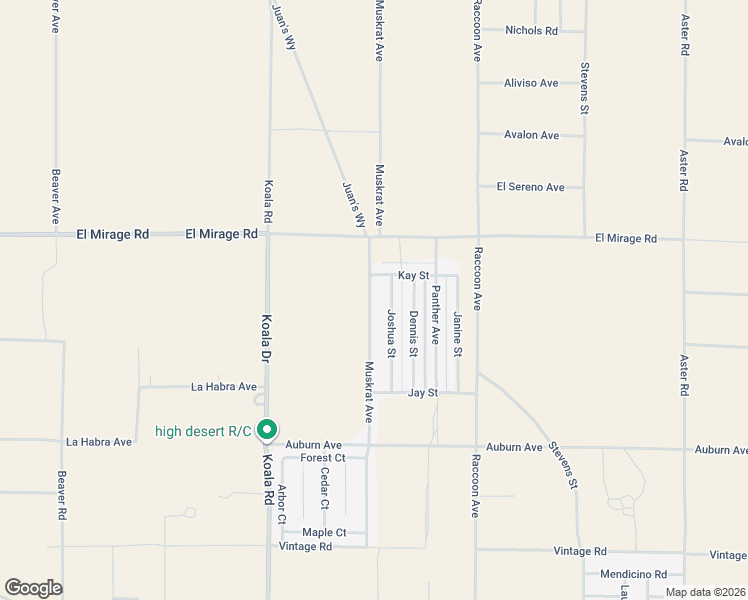 map of restaurants, bars, coffee shops, grocery stores, and more near Muskrat Avenue in Adelanto