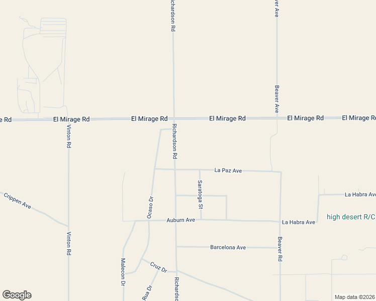 map of restaurants, bars, coffee shops, grocery stores, and more near 19140 Richardson Road in Adelanto