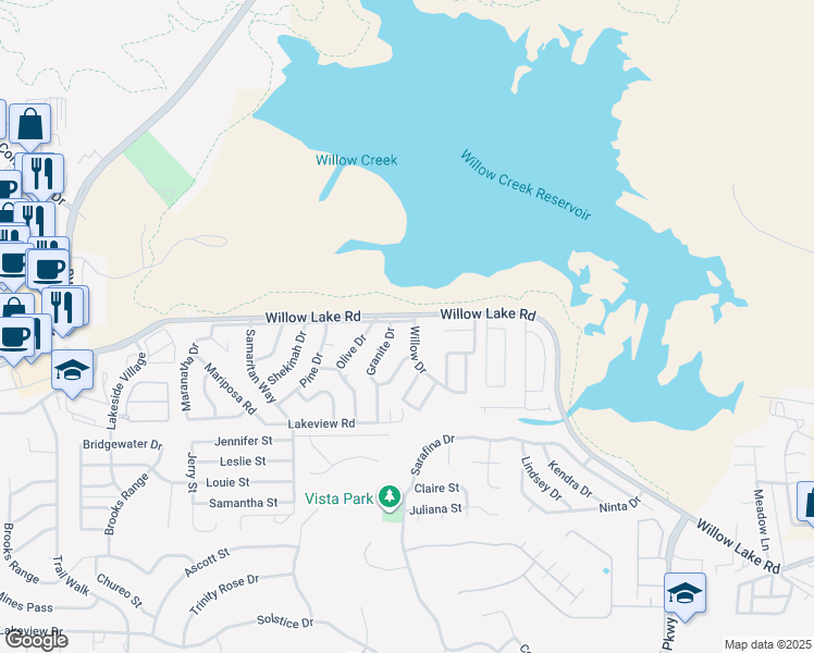map of restaurants, bars, coffee shops, grocery stores, and more near 3151 Granite Drive in Prescott