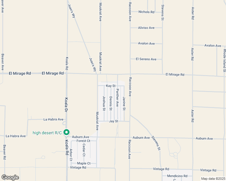 map of restaurants, bars, coffee shops, grocery stores, and more near 19039 Dennis Street in Adelanto